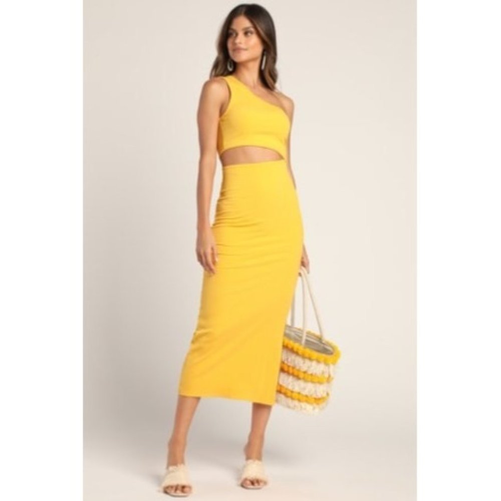Lulu's Yellow One-Shoulder Dress
